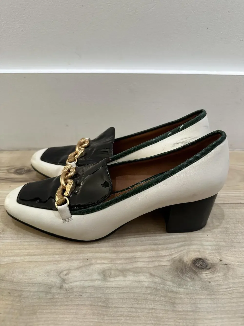 Tory Burch Loafer Shoes Womens Size 9 Multicolor Leather Block Heel Horsebit